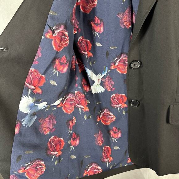 Nafsika Skourti Beaded Rose Tassel 2 Button Black Blazer UK 8 US 4 - Picture 7 of 10